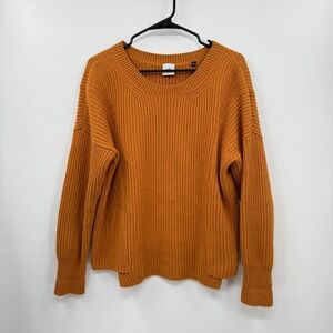 Cabi Orange Textured Knit Crew‎ Neck Pullover Sweater Women Size S